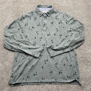 Southern Pines Polo Shirt Adult Medium Green All Over Tree Print Mens
